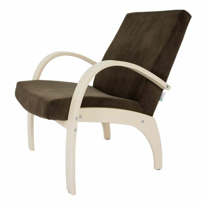 Кресло для отдыха Мебелик Денди шпон Ткань ультра шоколад, каркас дуб шампань шпон