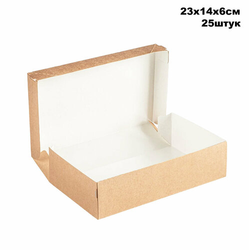 Крафт коробка для десерта - 23х14х6 см, 25штук