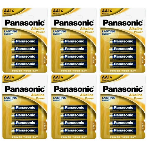 Panasonic Батарейка R06 AA, 4 шт, 6 уп батарейка sonnen aa r06 в упаковке 4 шт