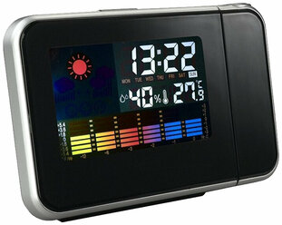 Настольные часы Цифровой будильник с проекцией Потолочный проектор Будильник Температура Термометр Время Дата (черный)