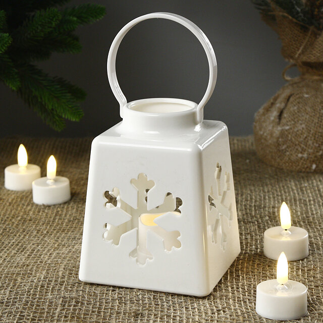 фото Kaemingk Новогодний фонарь со свечой Miracle Light: Снежинка 14 см, на батарейках 485915