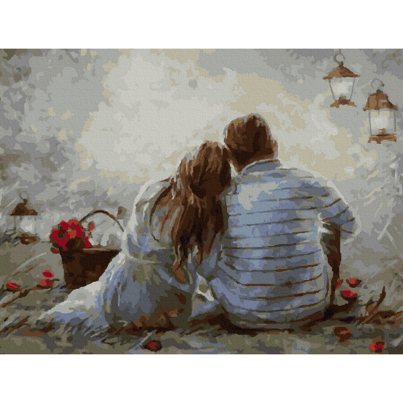 Картина по номерам  30х40  Цветной холст вдвоём  24 цвета  1 24 KK0688