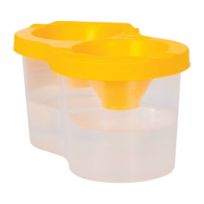 фото Стакан-непроливайка двойной Calligrata, 150 х 2 мл, с держателем для кистей, желтый