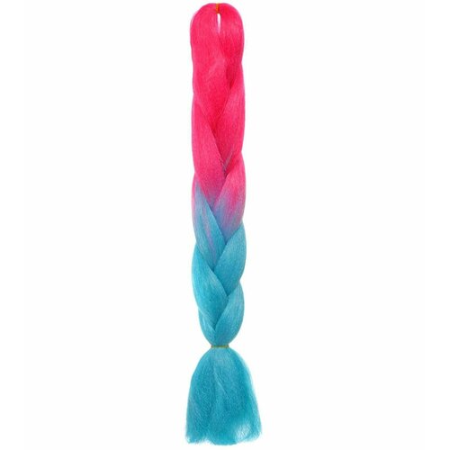 Пряди - Канекалоны , коса, 50 см, из полимера, цвет голубой с розовым, 1 шт.