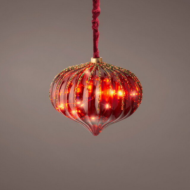 фото Kaemingk Подвесной светильник Луковка Жаклин 80*20 см, 15 микро LED ламп, на батарейках, стекло 486309