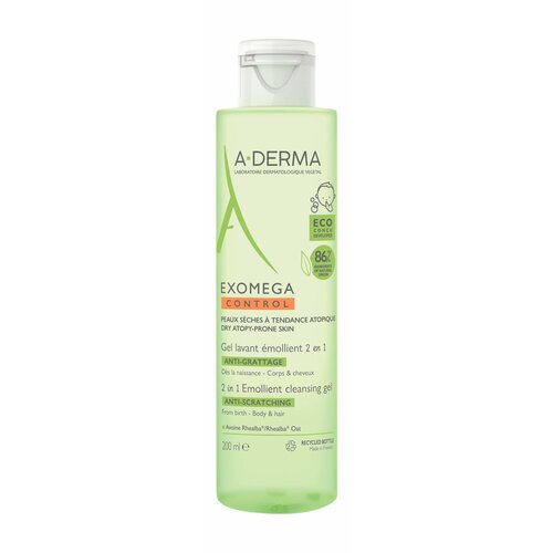 A-DERMA Exomega Control Гель для тела и волос 2-в-1 очищающий, 200 мл