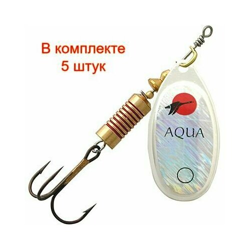 фото Блесна для рыбалки aqua aglia 04,0g, лепесток № 2, цвет a0-23 (серебро, красный, черный), 5 штук в комплекте