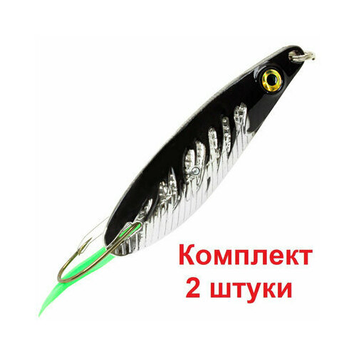 фото Блесна для рыбалки колебалка aqua нерка fire (незацепляйка) 60,0mm, вес - 26,0g цвет 01 (серебро, черный металлик), 2 штуки в комплекте