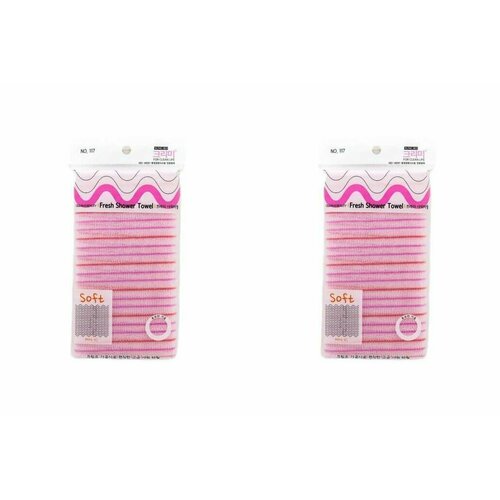 SC Мочалка для тела с плетением Сетка и плотной тесьмой, жёсткая, 2 упак