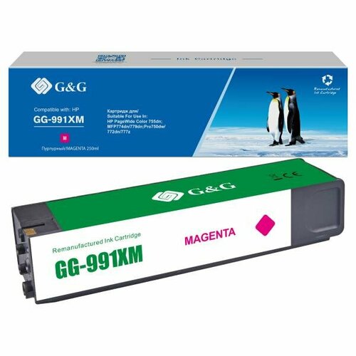 Cartridge G&G 991X дляHP PageWide Managed, (16 000стр.), пурпурный (замена M0K25XC, M0J98AE)