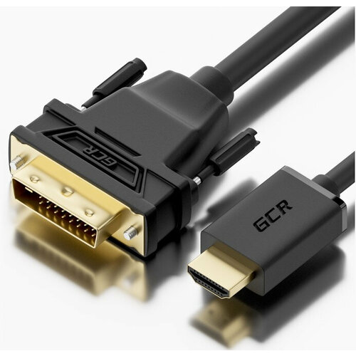 GCR Кабель 2.0m HDMI-DVI черный, GOLD, 19M / 25M Dual Link, 28 AWG, тройной экран Greenconnect GCR-52172 кабель hdmi hdmi greenconnect gcr hm350 2 0m