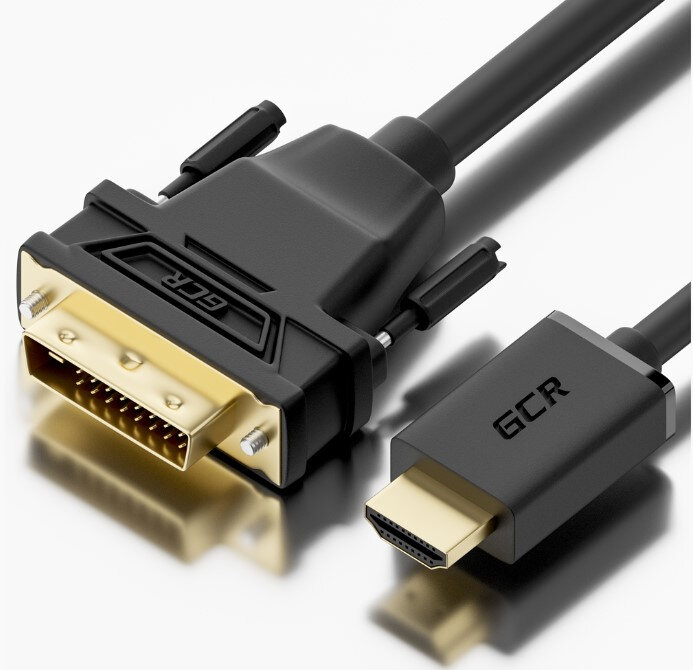 GCR Кабель 2.0m HDMI-DVI черный, GOLD, 19M / 25M Dual Link, 28 AWG, тройной экран Greenconnect GCR-52172