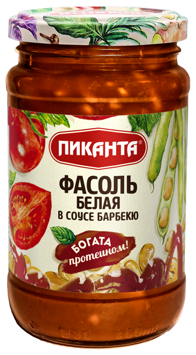 Фасоль белая 4 шт*390 г в соусе барбекю Пиканта - фото №1