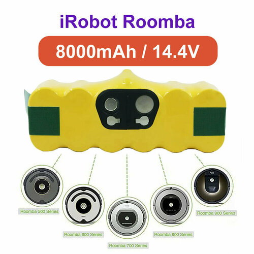 Аккумулятор для робота-пылесоса iRobot Roomba, 14,4V 8000 mAh Ni-MH Для Айробот Румба моделей 500, 510, 530, 540, 550, 560, 570, 580, 600, 700, R3 основная щетка topperr ira 6 для роботов пылесосов irobot roomba 800 и 900 серий 2 штуки