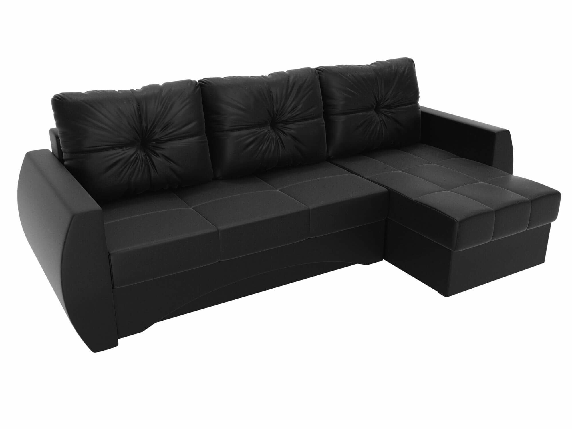 Artum Угловой диван Сатурн эко кожа черный правый