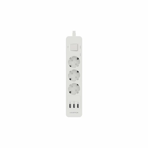 Harper Сетевой фильтр с USB зарядкой UCH-330 White 3 роз15м 3 x USB max 34A 4000W H00002263 2334₽