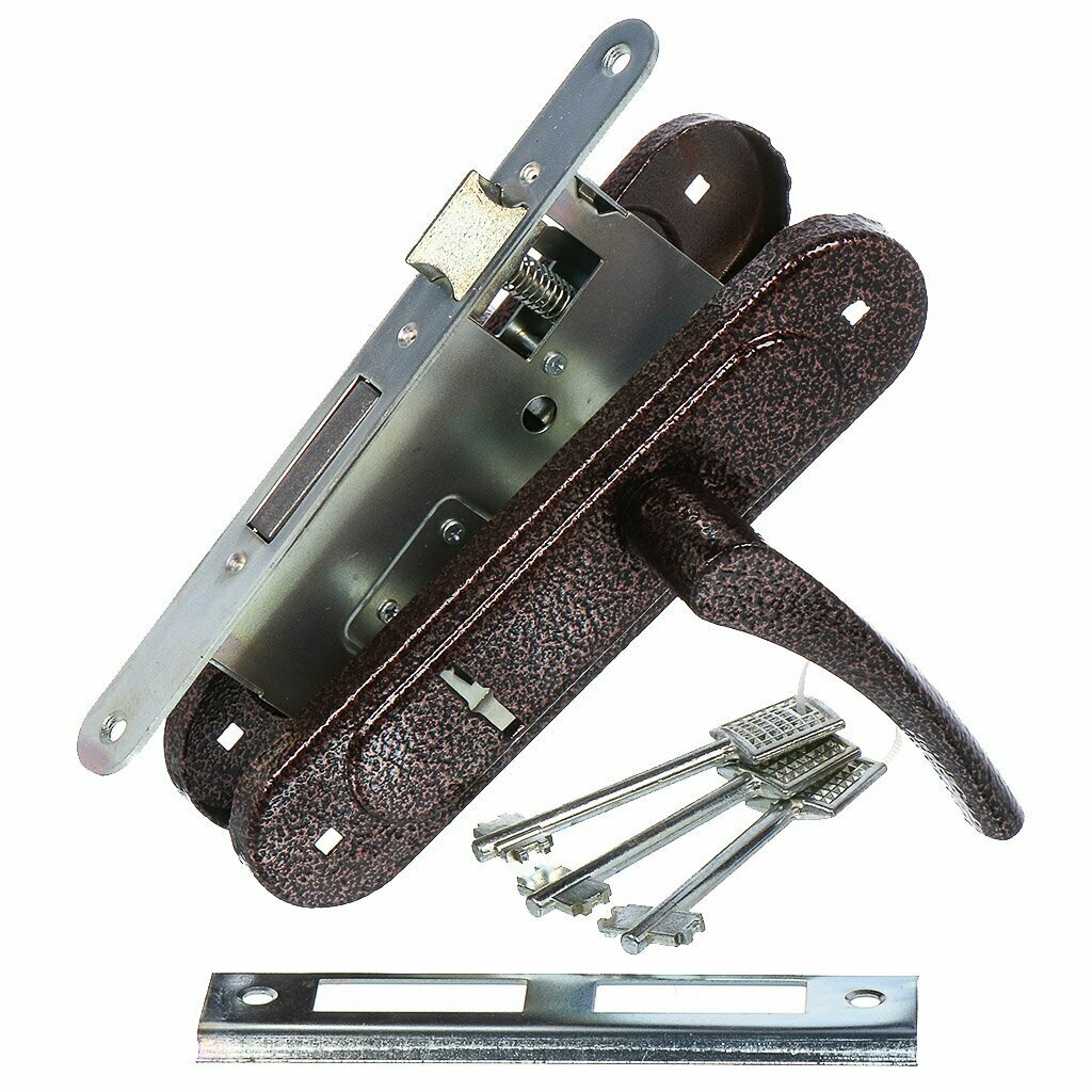 фото Замок врезной Птимаш, ЗВ9-4.07 (ЗВ9), 11 616, ручка в комплекте, сувальдный, с пружиной, медь