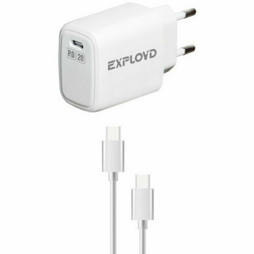 Сетевое зарядное устройство EX-Z-1335, USB-C, 3 А, 20 Вт, кабель Type-C, PD, белое белый