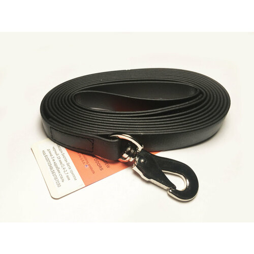 Поводок из биотана гриппи черный 2,4-2,7 мм х 19 мм карабин нерж. сталь плоский 75 мм 3 м