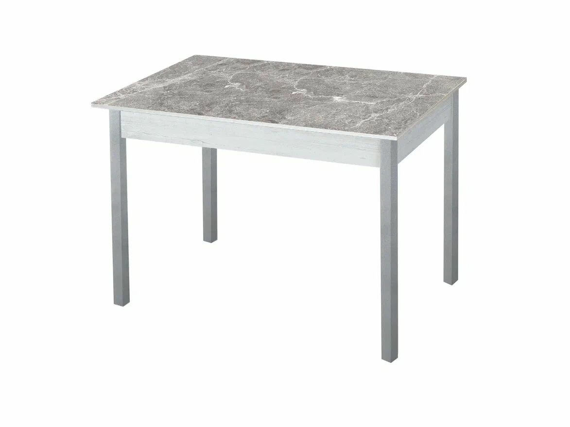 фото Стол обеденный Катрин-К Альфа фотопечать Бетон белый Серый мрамор / опора квадро серебристый металлик