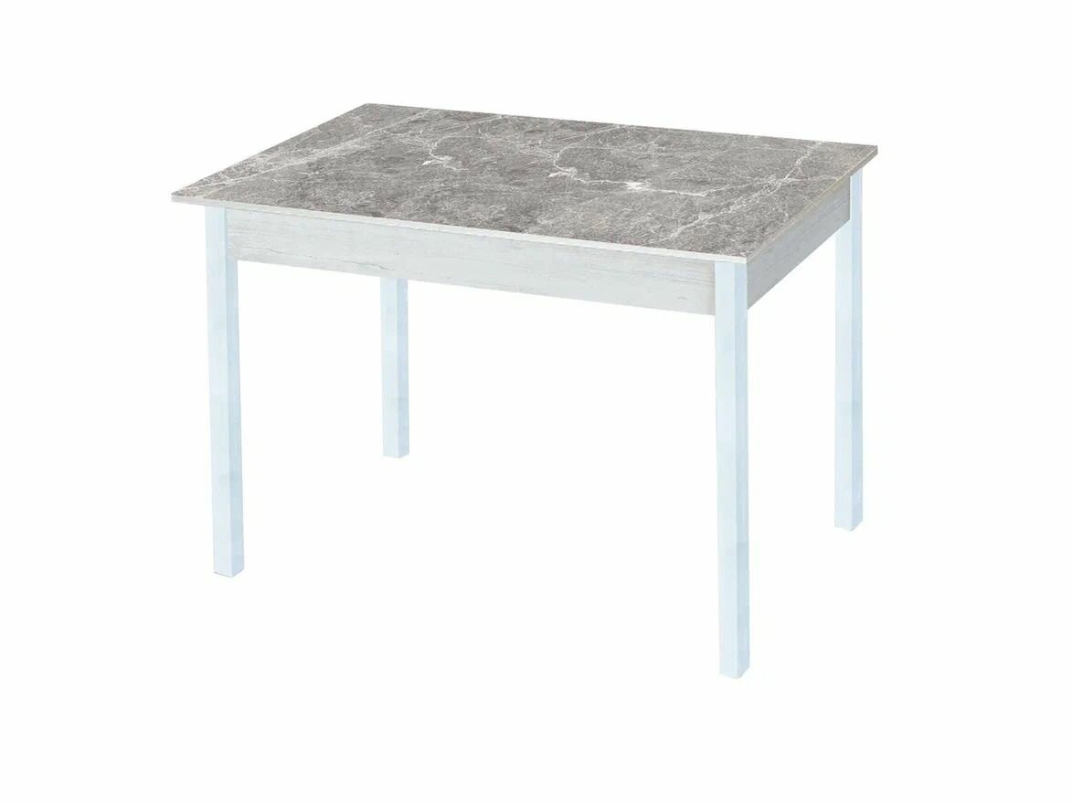 фото Стол обеденный Катрин-К Альфа фотопечать Бетон белый Серый мрамор / опора квадро белый муар