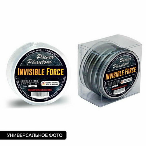 фото Леска invisible force clear, диаметр 0.28 мм, тест 8.5 кг, 100 м power phantom