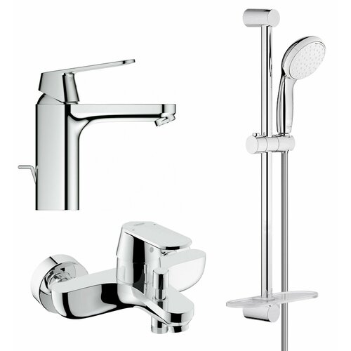 Комплект смесителей для ванной 3 в 1 Grohe Eurosmart Cosmopolitan M-Size с донным клапаном, хром