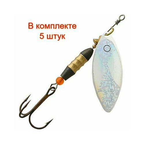 фото Блесна для рыбалки aqua long 17,0g, лепесток № 4, цвет lo-09 (серебро), 6 штук в комплекте