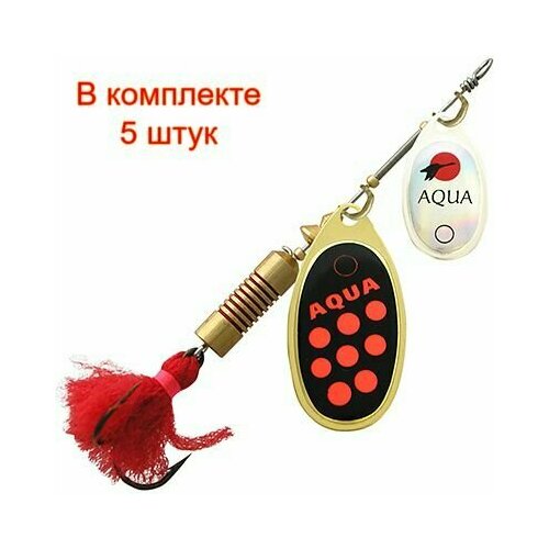 фото Блесна для рыбалки aqua double aglia 14,0g, лепестки № 2 + № 4, цвет dua-02 (серебро, золото, черный, красный), 5 штук в комплекте