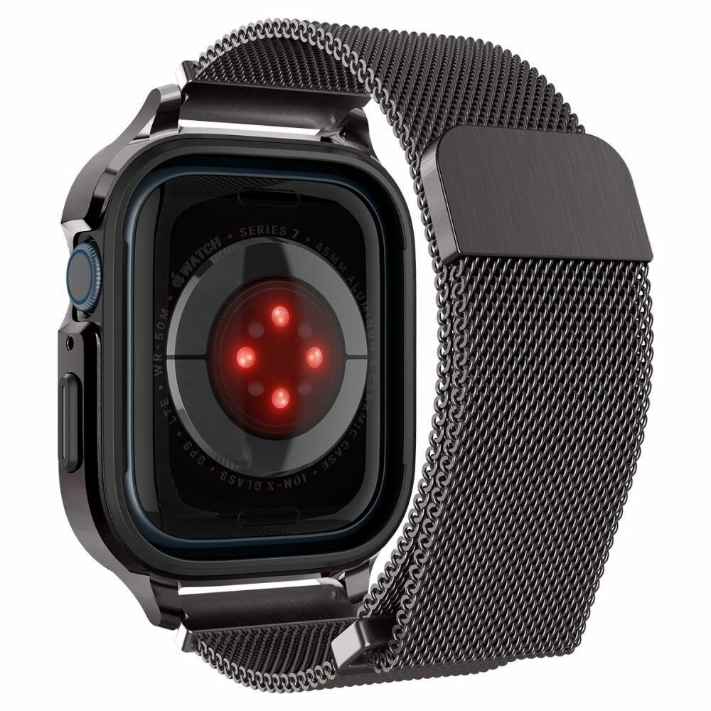Чехол с ремешком SPIGEN для Apple Watch 8/7 (45 mm) - Metal Fit Pro - Серый - ACS04585 — фото 5
