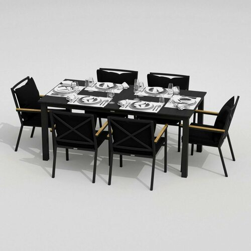 Обеденная группа Ideal Patio DOLLA FESTA plus - стол алюминий 180 Каркас карбон / стол алюминий 180 / ткань черная