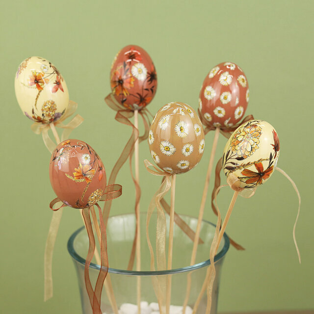 Kaemingk Пасхальные украшения Яйца на палочке Easter Etude 6 см, 6 шт 805872