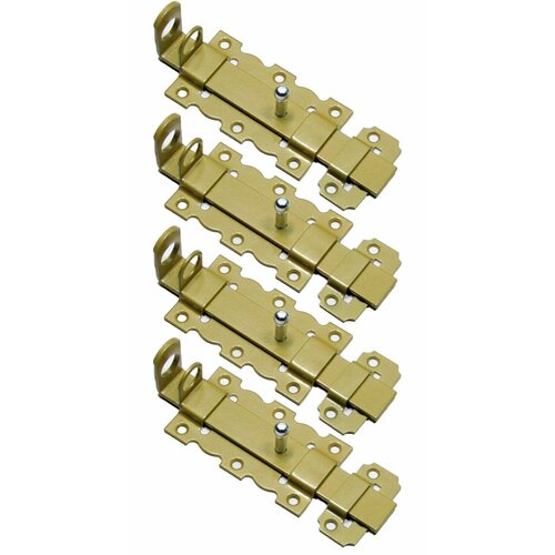 Задвижка дверная ноэз ЗД-110-Пр-SL (проушины) золотой металлик (комплект 4 штуки) задвижка для калиток дверей зд 100 кр бронзовый металлик