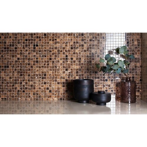 Мозаика мраморная для ванной чип 20x20 Classic Polished Dark Imperador Starmosaic 305х305/4, упаковка 22 листов / 2.05 кв. м