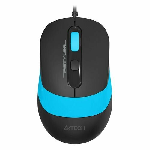 Мышь A4TECH Fstyler FM10S, оптическая, проводная, USB, черный и синий [fm10s usb blue] черный, голубой