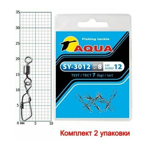 фото Карабин с вертлюгом aqua sy-3012 №12 (2 упк. по 8 шт.)
