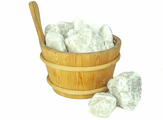 Камень для банных печей Белый кварцит обвалованный, ведро 20 кг