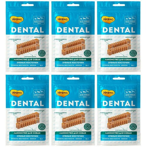 Мнямс Лакомство для собак DENTAL, Зубные косточки, 70 г, 6 шт