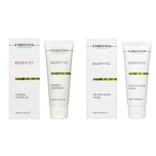 Набор Christina BioPhyto GYM COMBO для тренировки кожи Растительный пилинг облегченный 75 мл Восстанавливающая маска 75 мл 9046₽