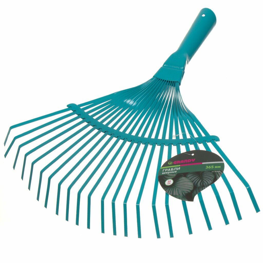 фото Грабли веерные, 22 зуб, металл, 36.5 см, Grandy, без черенка, 402506