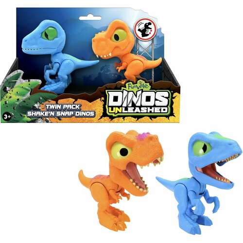 Набор игрушек Funville Dinos Unleashed - Shake 'n Snap Dino - Velociraptor & T-rex