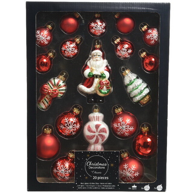 Kaemingk Набор стеклянных елочных игрушек Noelle Story: Santa 4-13 см, 20 шт 9037800
