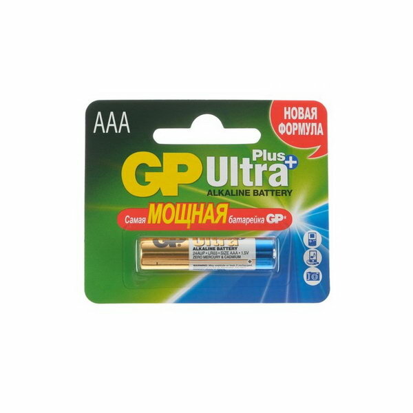 Батарейка алкалиновая Ultra Plus, AAA, LR03-1BL, 1.5В, блистер, 1 шт.