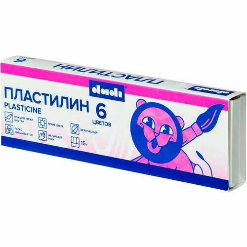 Пластилин 6 цветов Dadi, 90г, со стеком