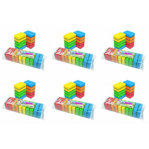 Альпак Губки для посуды 80х55х25мм, 10шт. в уп, 6 уп.