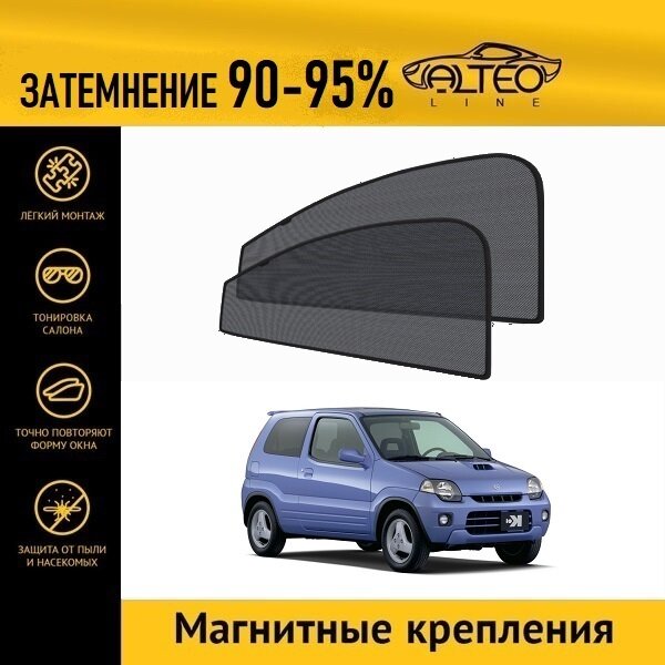 Каркасные автошторки ALTEO PREMIUM на Suzuki Kei 1 (1999-2000) хэтчбек 5d на передние двери на магнитах с затемнением 90-95%