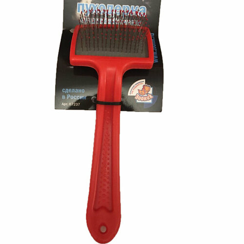 Пуходерка пластмассовая средняя с каплей средней жесткости - Красная пуходерка резиновая ручка средняя 16 5х10см 34 шт