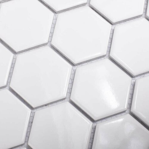 Мозаика керамическая для ванной чип small 57x51 Hexagon Glossy White Starmosaic 278х265/6, упаковка 20 листов / 1.47 кв. м