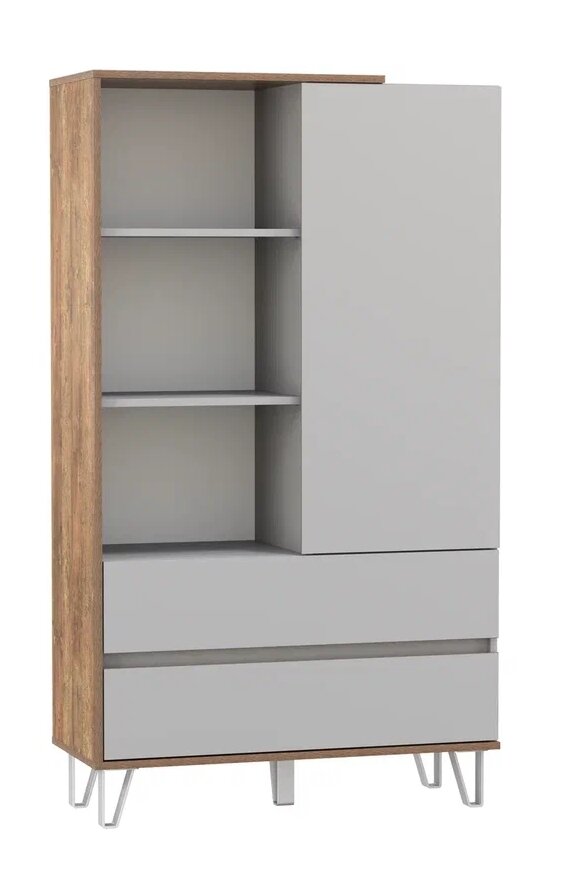 фото Шкаф комбинированный Олимп 58.10 Гавана Кейптаун/Серый