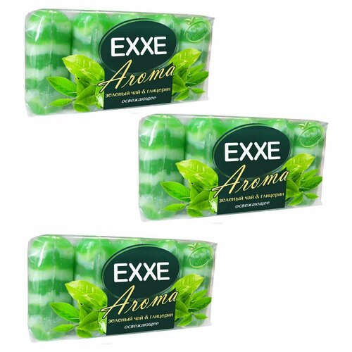EXXE Aroma Косметическое мыло зеленое, Зеленый чай и глицерин, 5х70 г, 3 уп exxe мыло зеленый чай 4 шт 360 гр